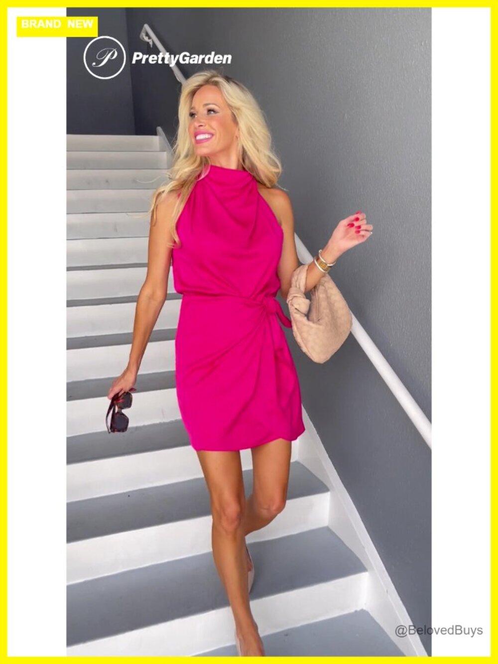 Satin Mock Neck Sleeveless Mini Cocktail Dress - Picture 6 of 6